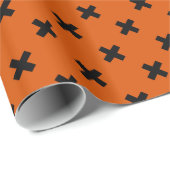 Schwarze Kreuzstiche auf Orange Geschenkpapier (Rolleneckpunkt)