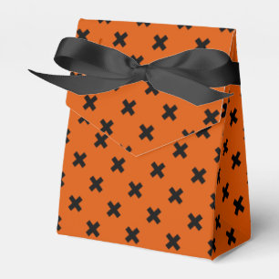 Schwarze Kreuzstiche auf Orange Geschenkschachtel