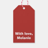 Schwarze Kreuzstiche auf Rot Geschenkanhänger (Rückseite)