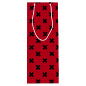 Schwarze Kreuzstiche auf Rot Geschenktüte Für Weinflaschen (Rückseite)