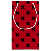 Schwarze Kreuzstiche auf Rot Kleine Geschenktüte (Rückseite)