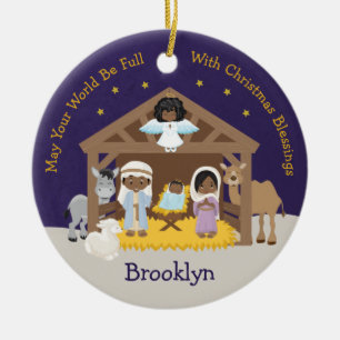 Schwarze Krippe Keramik Ornament