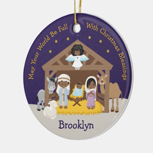 Schwarze Krippe Keramik Ornament (Links)