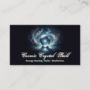 Schwarze Kristallkugel Energie Reiki Meditation Visitenkarte