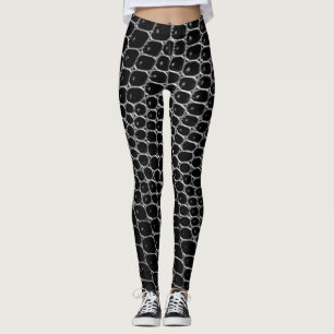 Schwarze Krokodil-Druck-Leggings Leggings