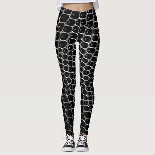 Schwarze Krokodil-Druck-Leggings Leggings (Vorderseite)