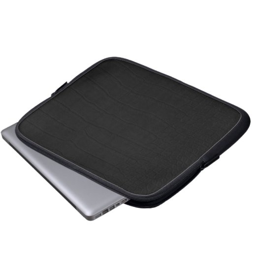 Schwarze Krokodile-Hautfarbe Laptopschutzhülle (Vorne Knopf)