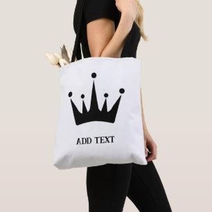 Schwarze Krone mit Text hinzufügen Mittelgroße sti Tasche