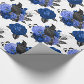 SCHWARZE KROWS ROYAL BLAUE ROSE BLUME GEHEN GESCHENKPAPIER (Ecke)