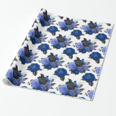 SCHWARZE KROWS ROYAL BLAUE ROSE BLUME GEHEN GESCHENKPAPIER (Ungerollt)