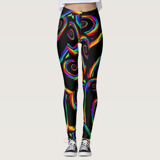 Schwarze Kubikregenbogen-Leggings Leggings (Vorderseite)