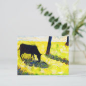 Schwarze Kuh auf der Wiese von Georges Seurat Postkarte (Stehend Vorderseite)