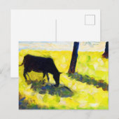 Schwarze Kuh auf der Wiese von Georges Seurat Postkarte (Vorne/Hinten)