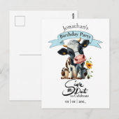 Schwarze Kuh Geburtstagsjunge Postkarte (Vorne/Hinten)