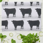 Schwarze Kuh im Schnee Teetuch Geschirrtuch (Gefaltet)