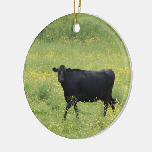 Schwarze Kuh Keramik Ornament (Links)