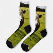 Schwarze Kuh mit weißem Gesicht und Mohawk, Socken (Linkes Detail)