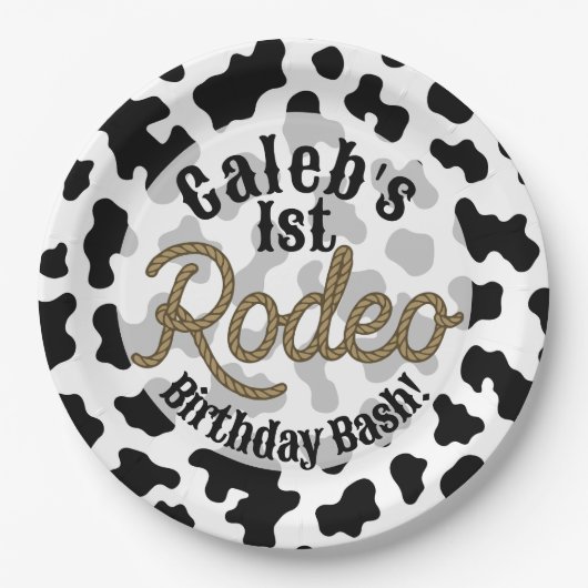 Schwarze Kuh Print Country Western Rodeo Party Pappteller (Vorderseite)