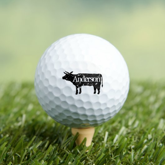 Schwarze Kuh Silhouette personalisierte Golfball S (Insitu T-Shirt)