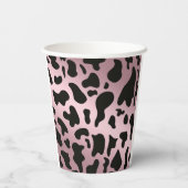 Schwarze Kuh Spots, Rose Gold & Horseshoe Geburtst Pappbecher (Rückseite)
