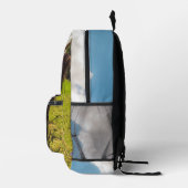 Schwarze Kuh Weide grünes Feld Sonnenlicht Bedruckter Rucksack (Rechts)