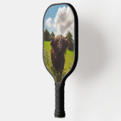 Schwarze Kuh Weide grünes Feld Sonnenlicht Pickleball Schläger (Links)
