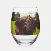 Schwarze Kuh Weide grünes Feld Sonnenlicht Weinglas Ohne Stiel (Vorderseite)