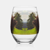 Schwarze Kuh Weide grünes Feld Sonnenlicht Weinglas Ohne Stiel (Links)