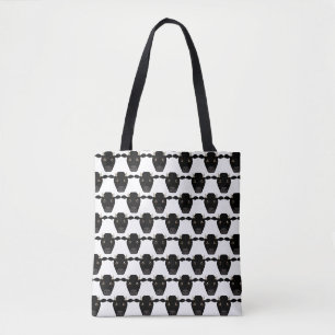 Schwarze Kühe mit Horn auf Tote Tasche
