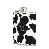 Schwarze Kuhhaut| Custom Monogramm Flasche Flachmann (Links)