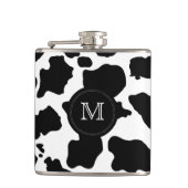 Schwarze Kuhhaut| Custom Monogramm Flasche Flachmann (Vorderseite)