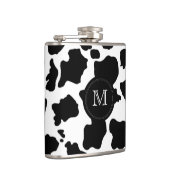 Schwarze Kuhhaut| Custom Monogramm Flasche Flachmann (Rechts)