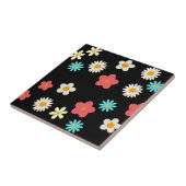 Schwarze, kühne Y2K-Wildblume Lebhafte Frühjahrsde Fliese (Seite)