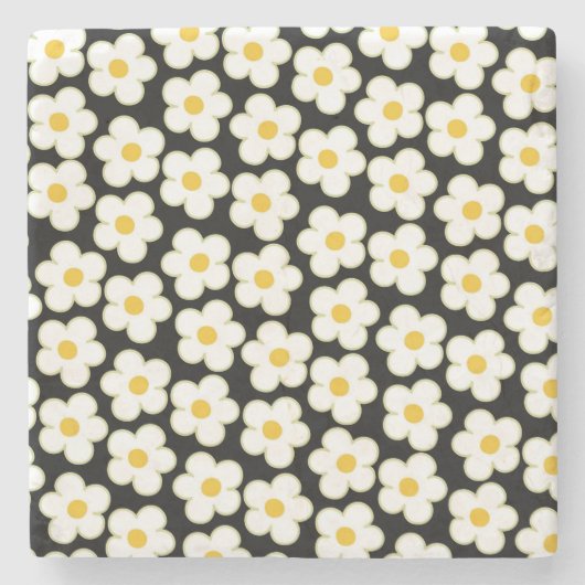 Schwarze, kühne Y2K-Wildblume Lebhafte Frühjahrsde Steinuntersetzer (Vorderseite)