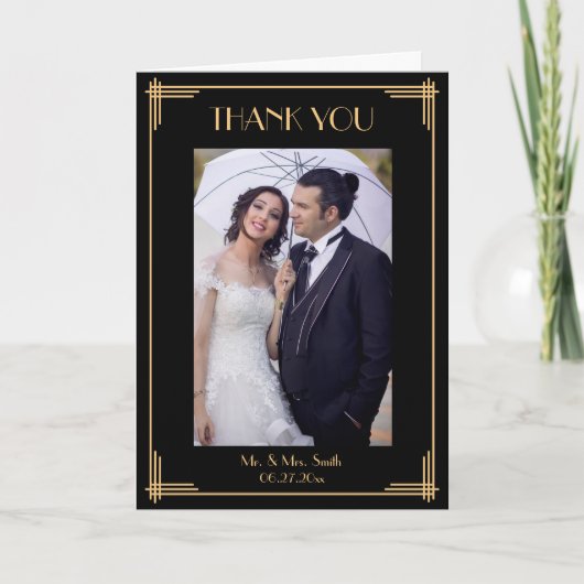 Schwarze Kunst-Deko danken Ihnen Dankeskarte (Vorderseite)