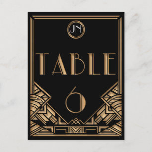 Schwarze Kunst im Art Deco Gatsby-Stil Tisch Numme Postkarte