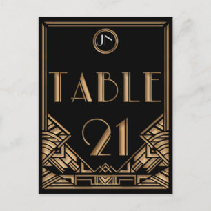 Schwarze Kunst im Art Deco Gatsby-Stil Tisch Numme Postkarte