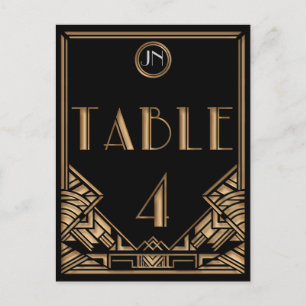 Schwarze Kunst im Art Deco Gatsby-Stil Tisch Numme Postkarte