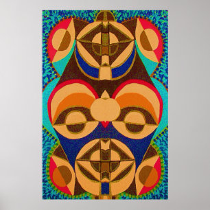 Schwarze Kunst in Farbe - Afrikanische Maskottchen Poster