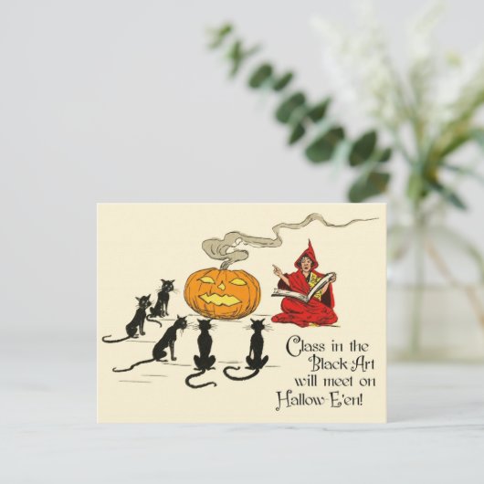Schwarze Kunstklassen mit der Hexe in Rot Postkarte (Stehend Vorderseite)