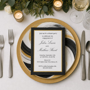 Schwarze Kunstleder-Verlobungs-Dinnerparty Einladung