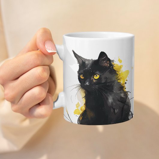 Schwarze künstlerische Aquarellbilder Kaffeetasse