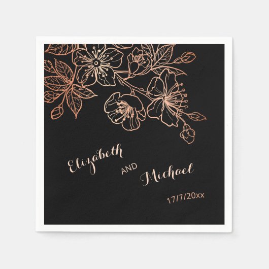 Schwarze Kupfer-Gotische Hochzeit Serviette (Vorderseite)