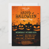 Schwarze Kürbis Spinnen und Fledermäuse laden ein Einladung (Vorderseite)