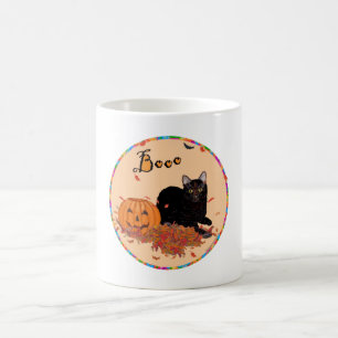 Schwarze Kurzhaarkatze Halloween Kaffeetasse