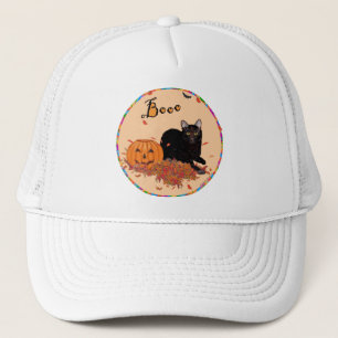 Schwarze Kurzhaarkatze Halloween Truckerkappe