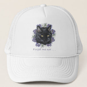 Schwarze Kurzhaarkatze Vergissmeinnicht Truckerkappe