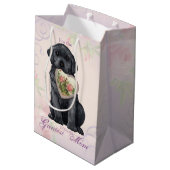 Schwarze Lab Herz-Mama Mittlere Geschenktüte (Rückseite Schrägansicht)