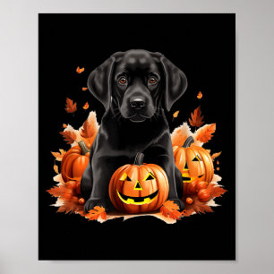 Schwarze Lab Hundefrau Hundvater Halloween Herbst  Poster