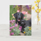 Schwarze Lab-Mama Muttertagsliebe Karte (Gelbe Blume)